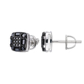 Black Moissanite Round Baguette Stud Earrings